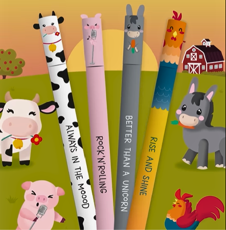 Pack 4 canetas apagáveis animais quinta Legami presente natal Loja Novera